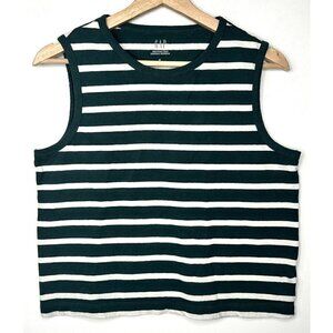 GAP Sleeveless Tank Top Women Size Medium Green White Stripe